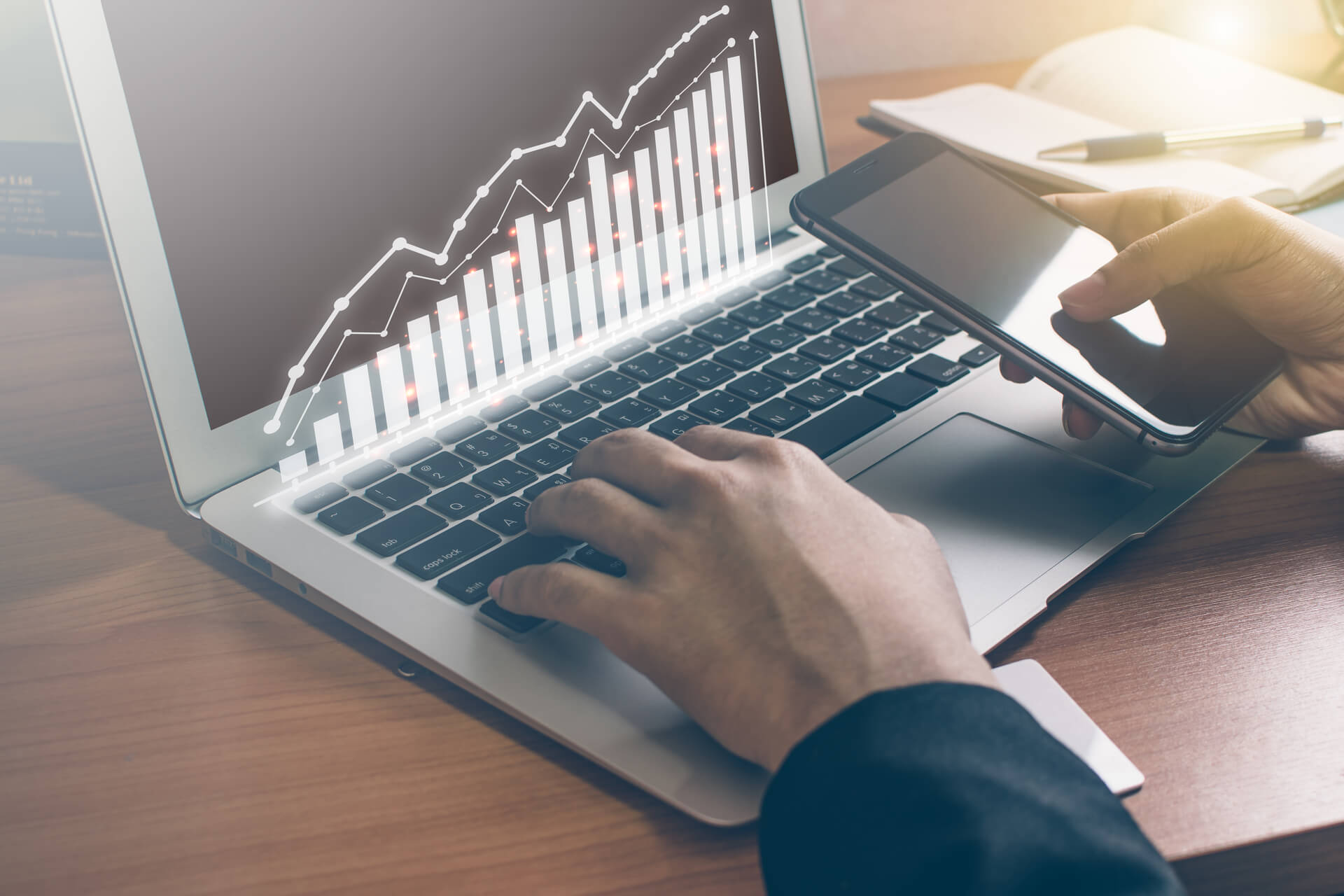 Am Laptop werden Grafiken dargestellt